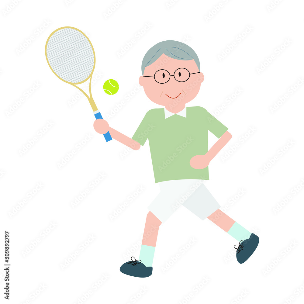tennis, man, old man