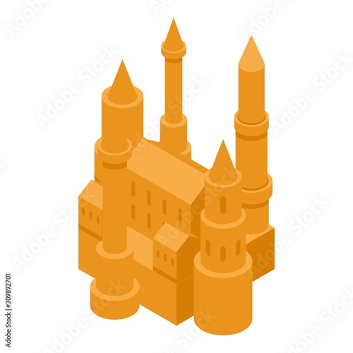 Kid sand castle icon. Isometric of kd sand castle vector icon for web design isolated on white background