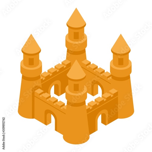 Construction sand castle icon. Isometric of construction sand castle vector icon for web design isolated on white background
