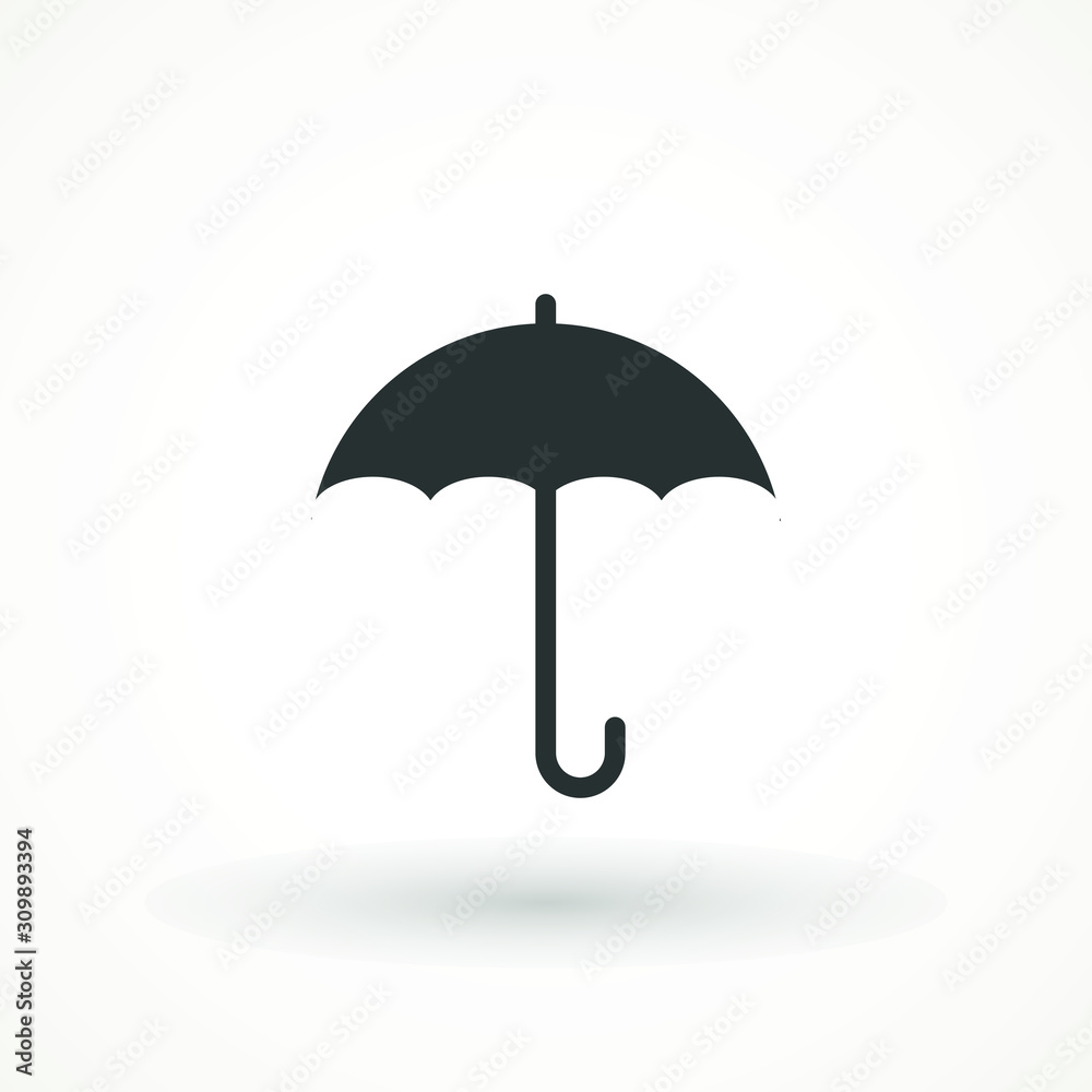 Umbrella icon vector. Rain protection. Black and white silhouette flat design.