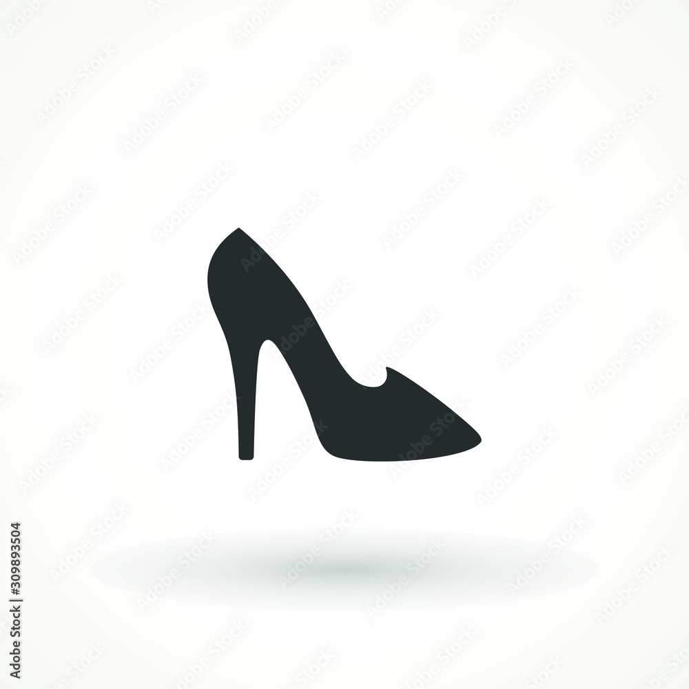Woman Shoes Vector Icon Isolated On White Background Female shoe. trendy women's shoes vector logo Elegant black slipper Vector illustration. Good for wrapping, print, wallpaper.