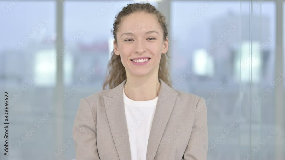 Portrait of Young Businesswoman Celebrating with both Fist Portrait of Young Businesswoman Celebrating with both Fist