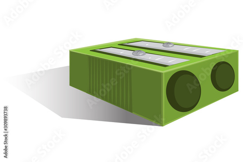 Green vector cartoon sharpener with shadow