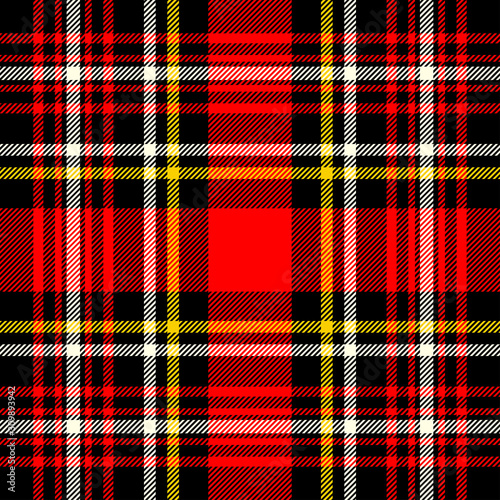 Scottish plaid red and black seamless checkered vector pattern.
