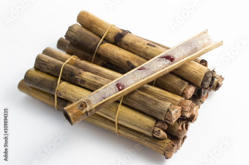 Khao lam, Thailand local food, bean and glutinous rice cooked in bamboo. This picture is small type.