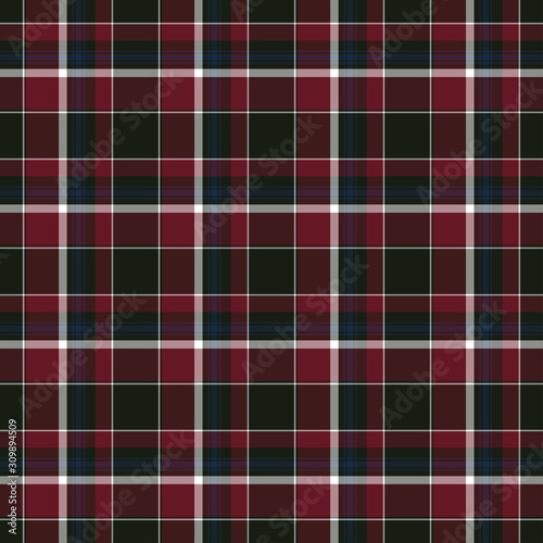 Scottish plaid red and black seamless checkered vector pattern.