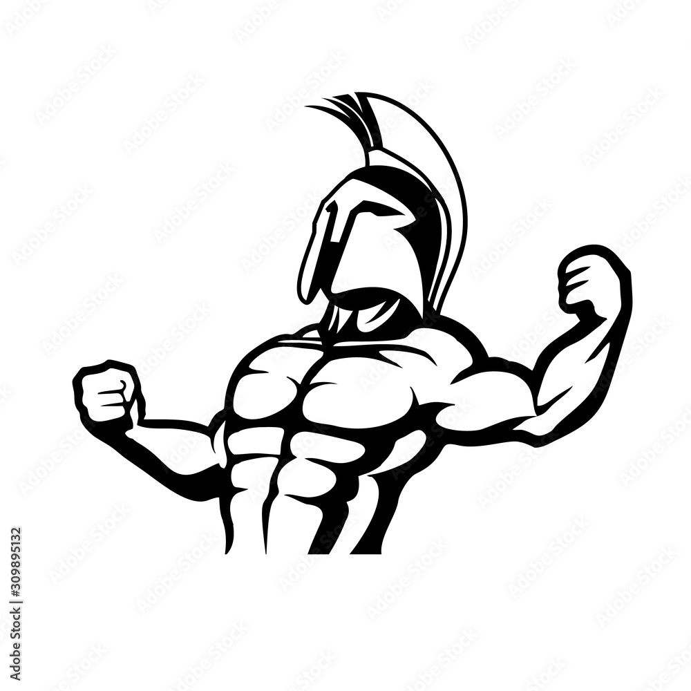 Spartan fitness logo full muscle body Vector Spartan fitness logo full muscle body Vector