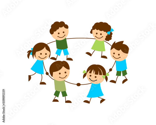 Kids Holding Hands Circle vector