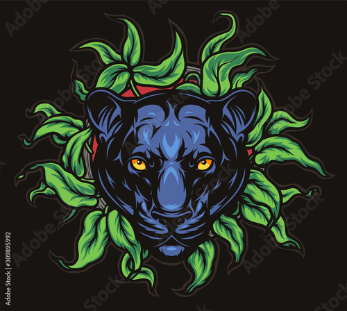 Panther and leaves illustration