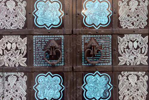  Entrance (hot enamel on copper with gilding) in the  Church of the Assumption of the Blessed Virgin Mary in the village of Uspenskoe. Moscow region, Odintsovo city district, Russia. photo