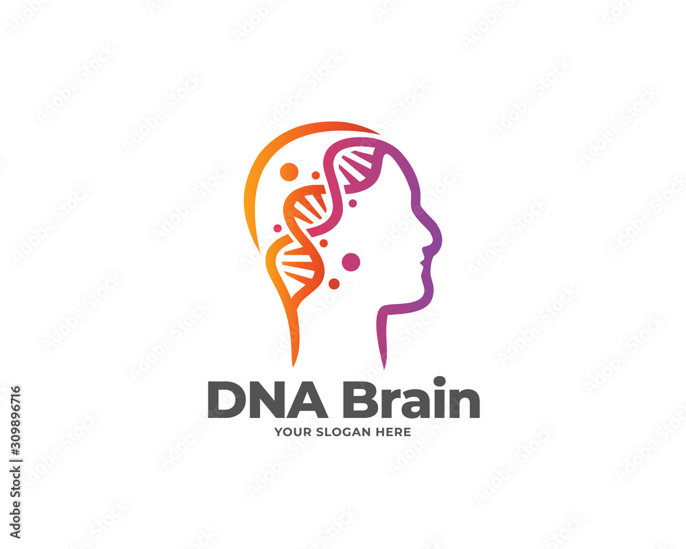 dna brain design logo vector