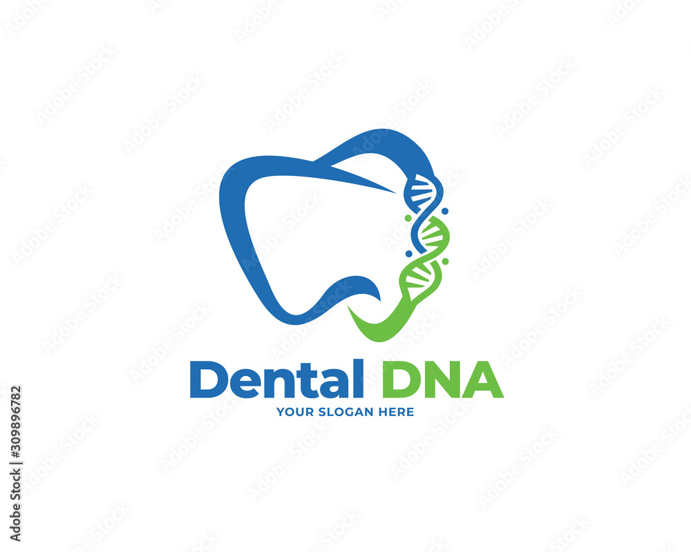 Naklejka premium dental dna design logo vector, health design concept