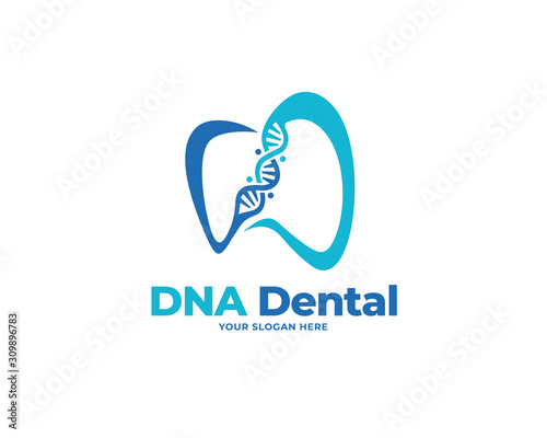 dental dna design logo vector, health design concept