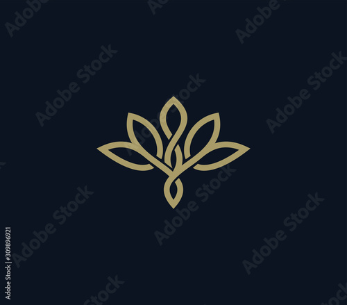 luxury leaf logo design template - logo for luxury products, hotels, boutiques, jewelry, oriental cosmetics, restaurants and fashion