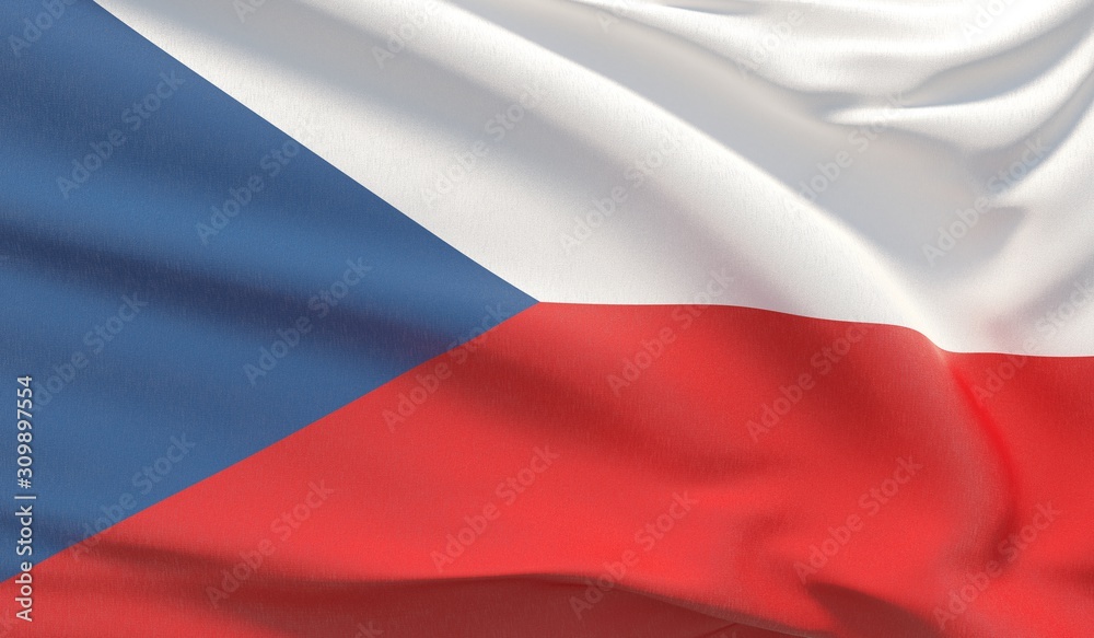 Waving national flag of Czech Republic. Waved highly detailed close-up 3D render. Waving national flag of Czech Republic. Waved highly detailed close-up 3D render.