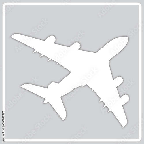 gray icon with a white silhouette of airliner
