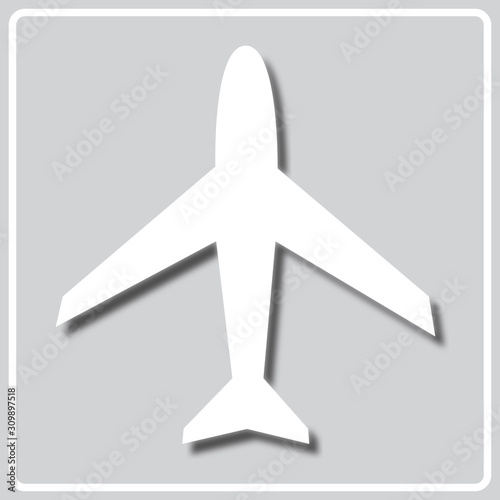 gray icon with a white silhouette of airliner