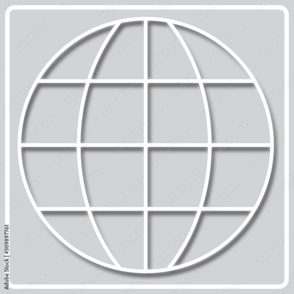 gray icon with white silhouette of the meridian grid