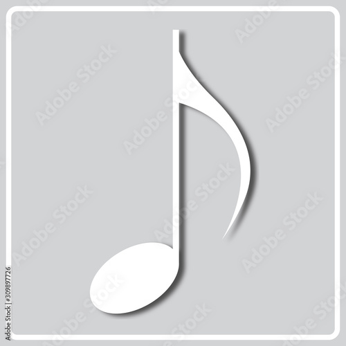 gray icon with white silhouette of musical notation