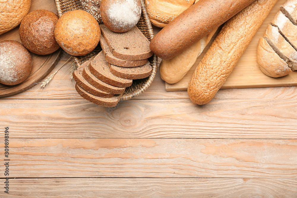 Assortment of fresh bread on table Assortment of fresh bread on table