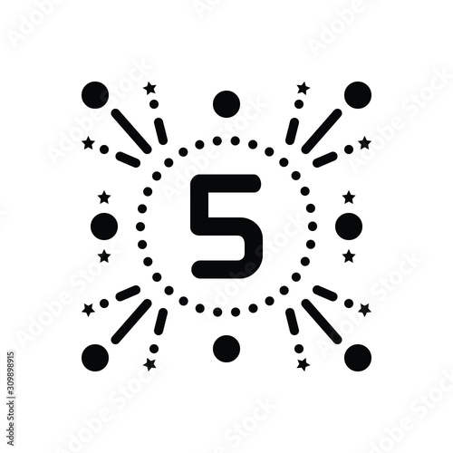 Black solid icon for fifth number 