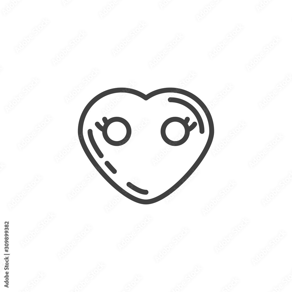 Heart Face Without Mouth emoji line icon. linear style sign for mobile concept and web design. Mouthless heart shape emoticon outline vector icon. Love symbol, logo illustration. Vector graphics Heart Face Without Mouth emoji line icon. linear style sign for mobile concept and web design. Mouthless heart shape emoticon outline vector icon. Love symbol, logo illustration. Vector graphics