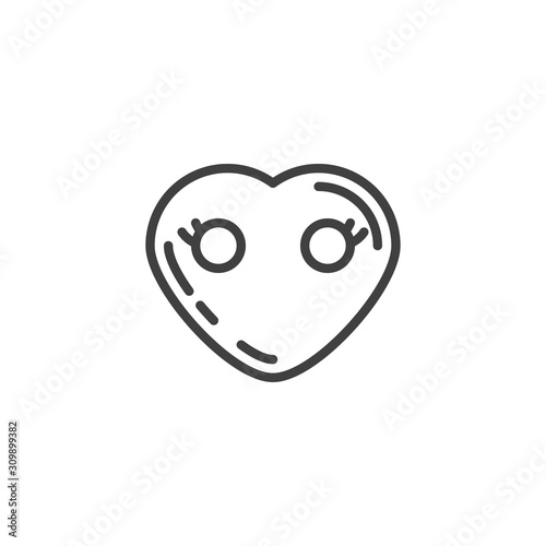 Heart Face Without Mouth emoji line icon. linear style sign for mobile concept and web design. Mouthless heart shape emoticon outline vector icon. Love symbol, logo illustration. Vector graphics