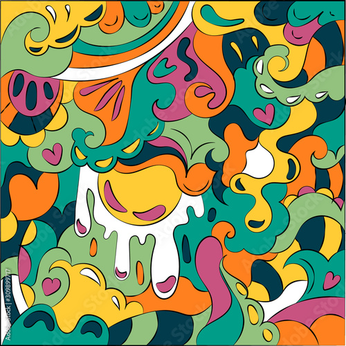 Принти на полотні Abstract fantasy drawing colorful art vector background