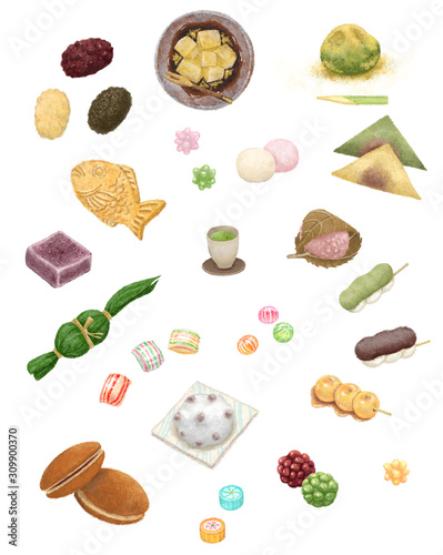 色々な日本の伝統的な和菓子