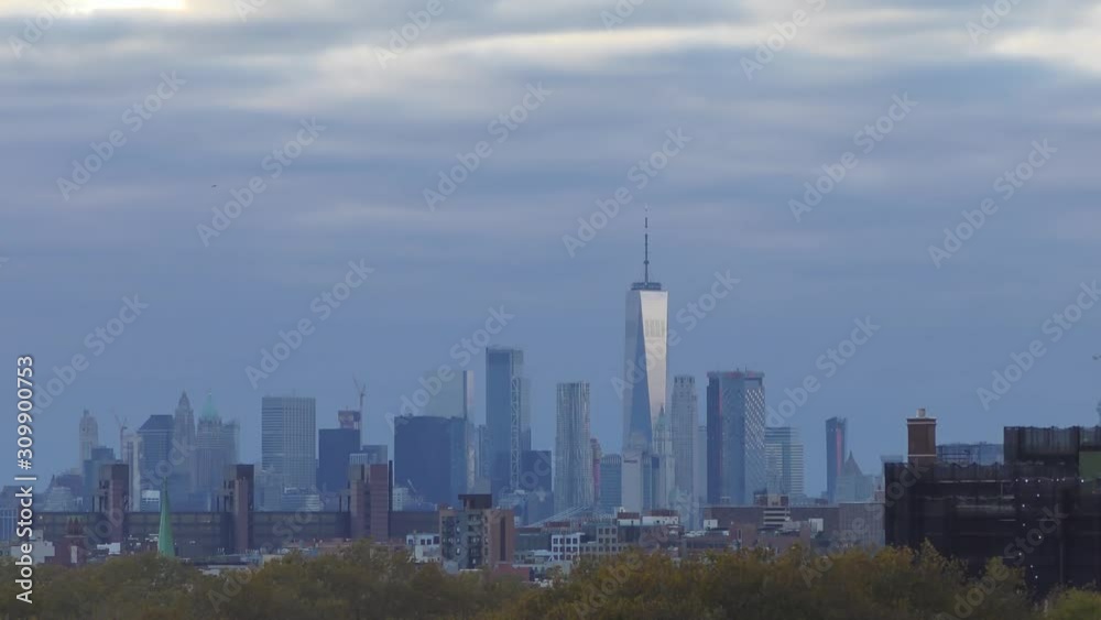 Manhattan skyline, as seen from a rooftop in Brooklyn, New York, 29th October 2018 Manhattan skyline, as seen from a rooftop in Brooklyn, New York, 29th October 2018