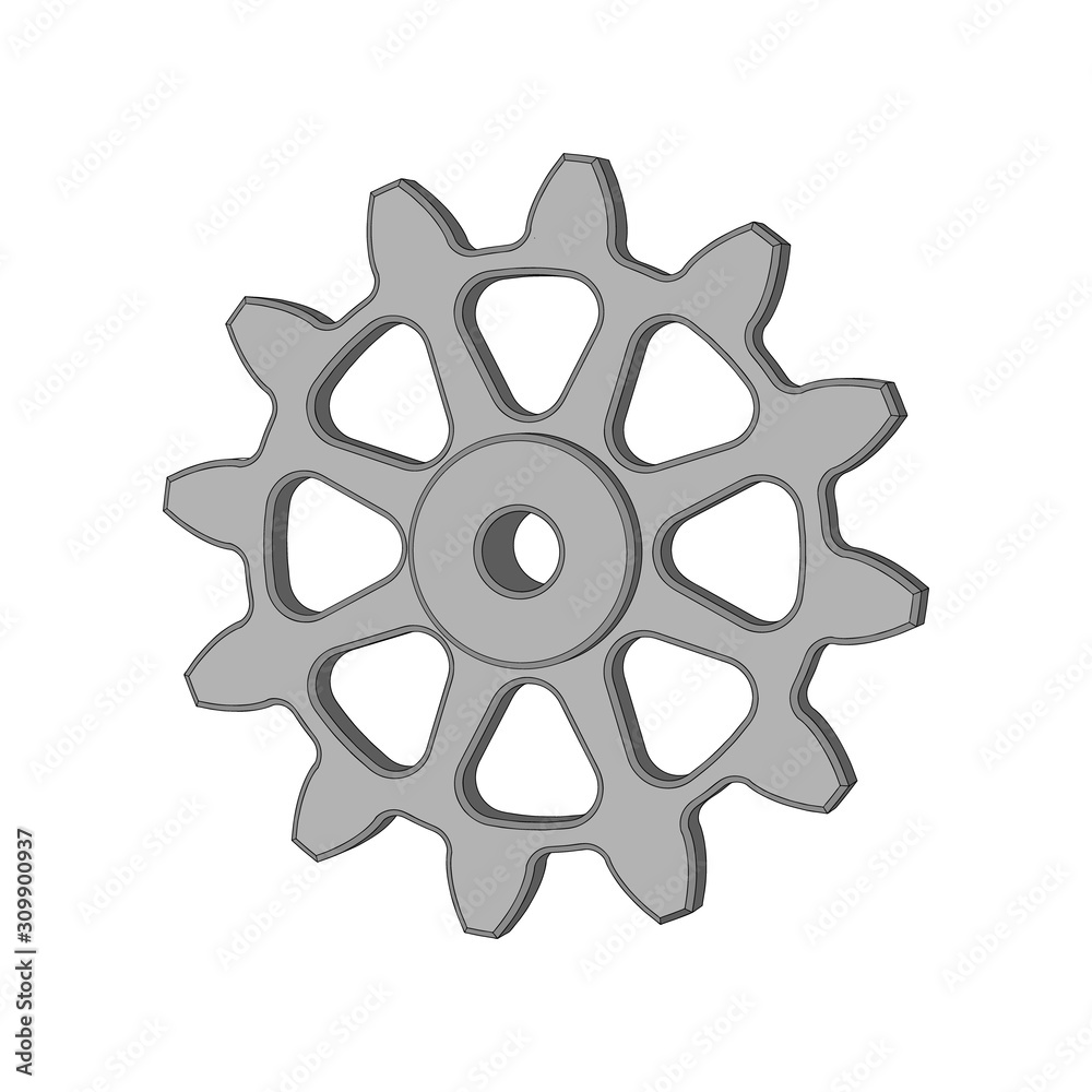 Cogwheel. Isolated on white background. 3D Vector outline illustration. Cogwheel. Isolated on white background. 3D Vector outline illustration.