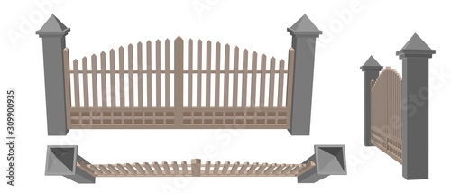 Closed gate. Isolated on wh...