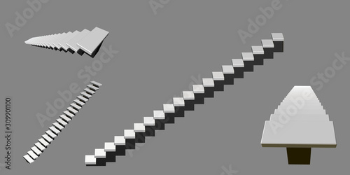 Stairway. 3d Vector illustration. Different viewe