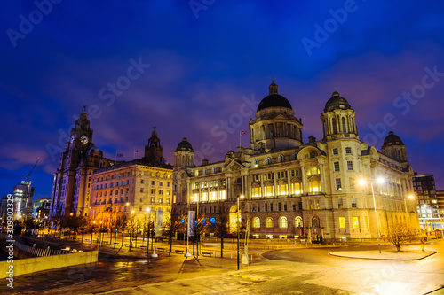 View of the historical buildings at the waterfront of Liverpool, England, UK