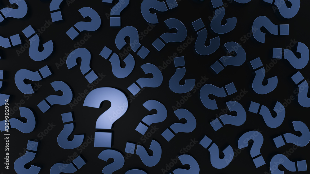 Blue question mark on black reflective background marks. 3d illustration design Blue question mark on black reflective background marks. 3d illustration design