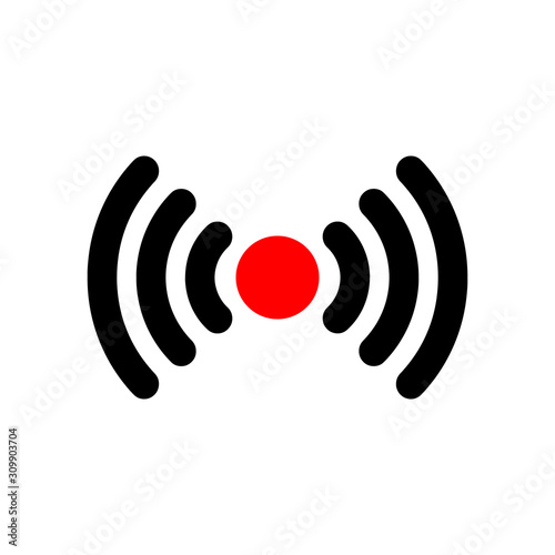 Live streaming icon. Red symbol and button for broadcasting, online stream. Use for tv, shows, movies and live performances. Vector illustration on white background