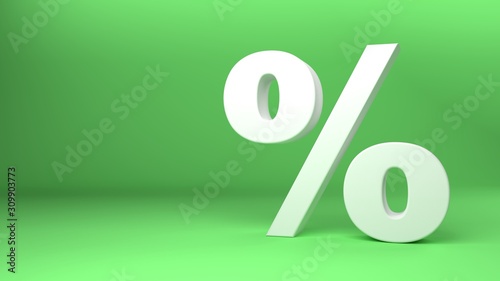 Percentage icon 3D on green background 3d illustration