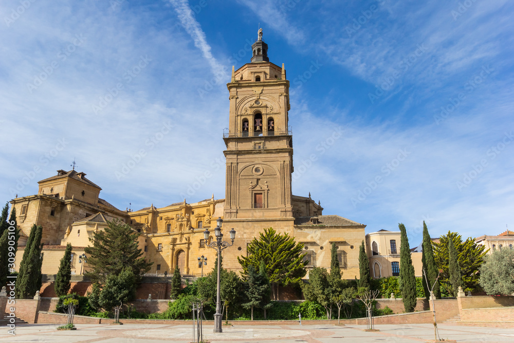 Front view of the cathedral of Guadix, Spain