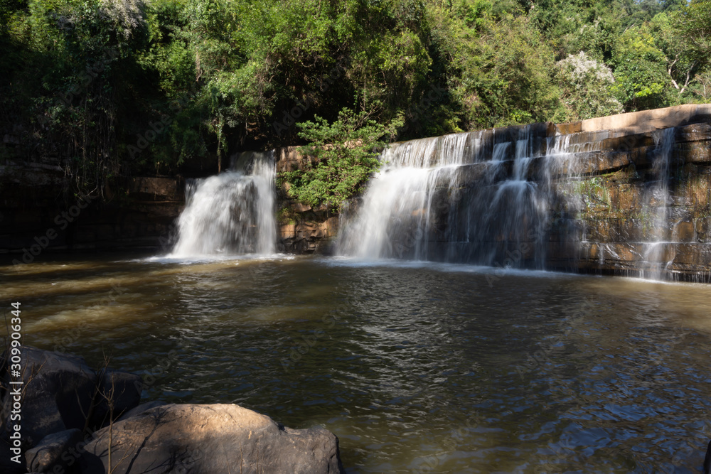 Fototapeta premium Waterfalls in the Northern Thailand National Park, Lamphun Province, Thailand.