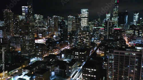 Wallpaper Mural Aerial - Pan Left to Reveal City Skyline at Night Torontodigital.ca