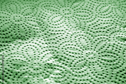 Paper towel surface with blur effect in green tone.