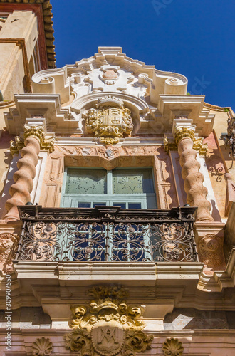 Balcony of the historic Palacio de Penaflor in Ecija, Spain photo