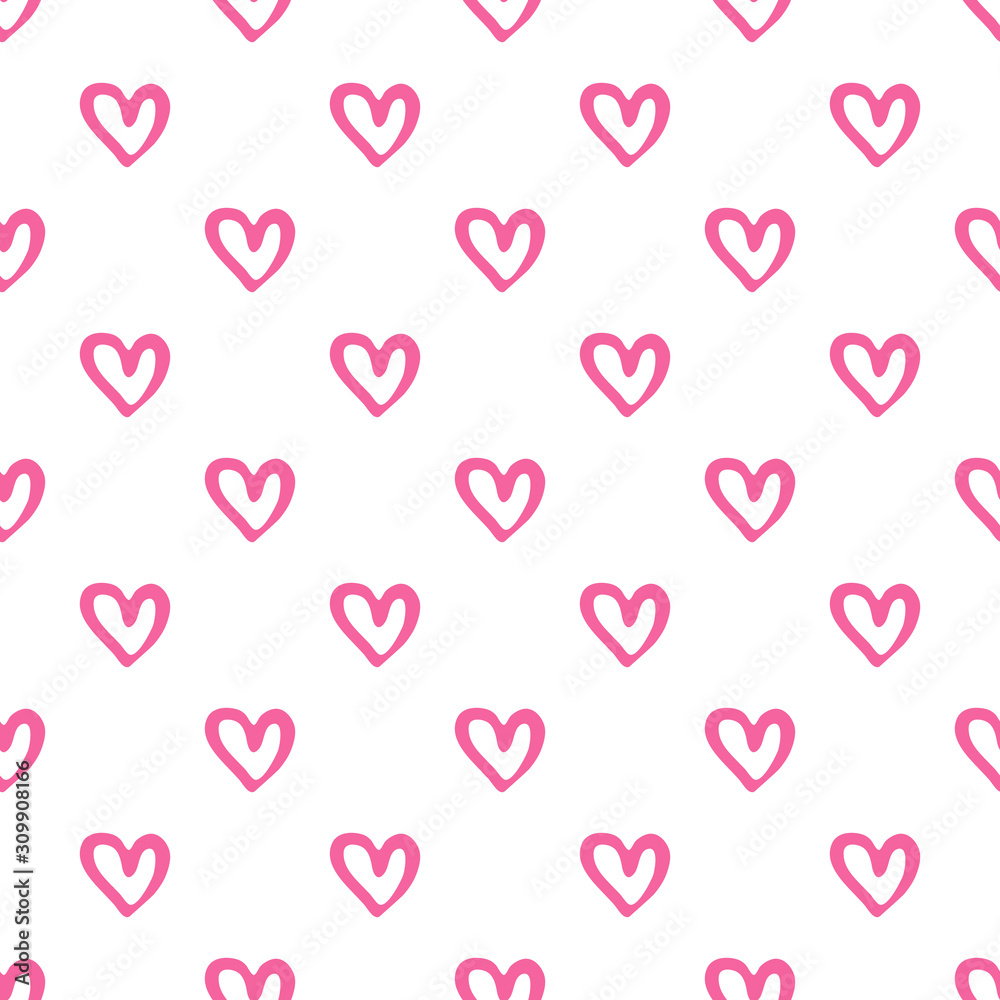 Seamless pattern with pink hearts. Valentines Day backdrop.