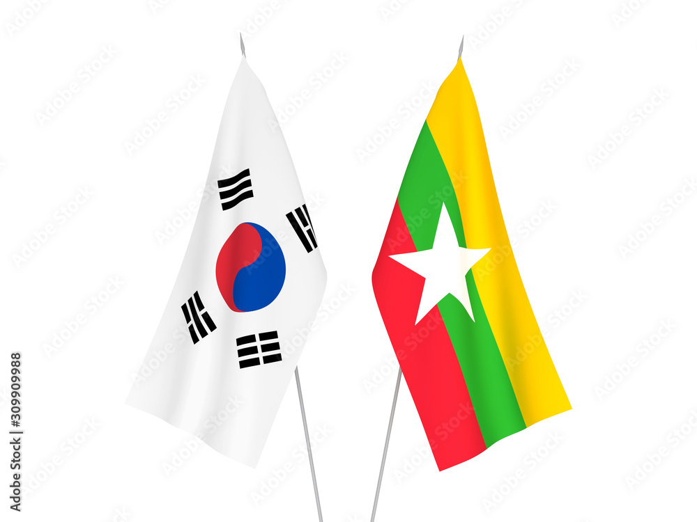 South Korea and Myanmar flags South Korea and Myanmar flags