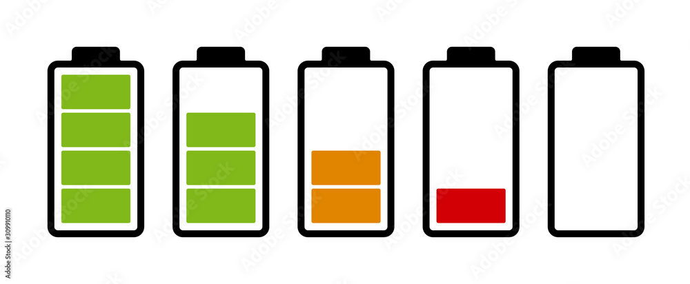 Battery charge level indicator. Set of battery icon Battery charge level indicator. Set of battery icon