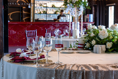 Table setting for the event in the restaurant