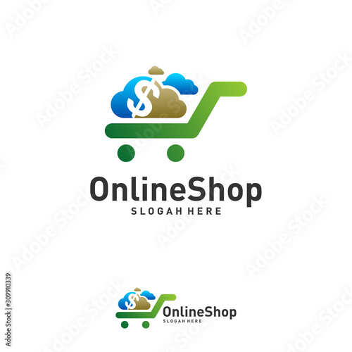 Shop icon with money logo design concept vector, Simple Money icon with shop logo template, Symbol, Creative design