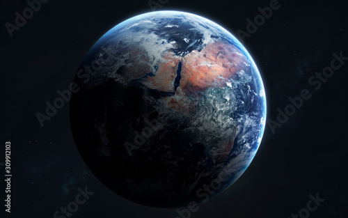 Highly detailed Earth planet render. Elements of this image furnished by NASA