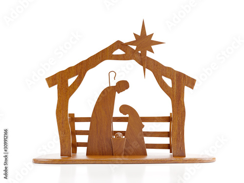 Wooden Christmas crib photo