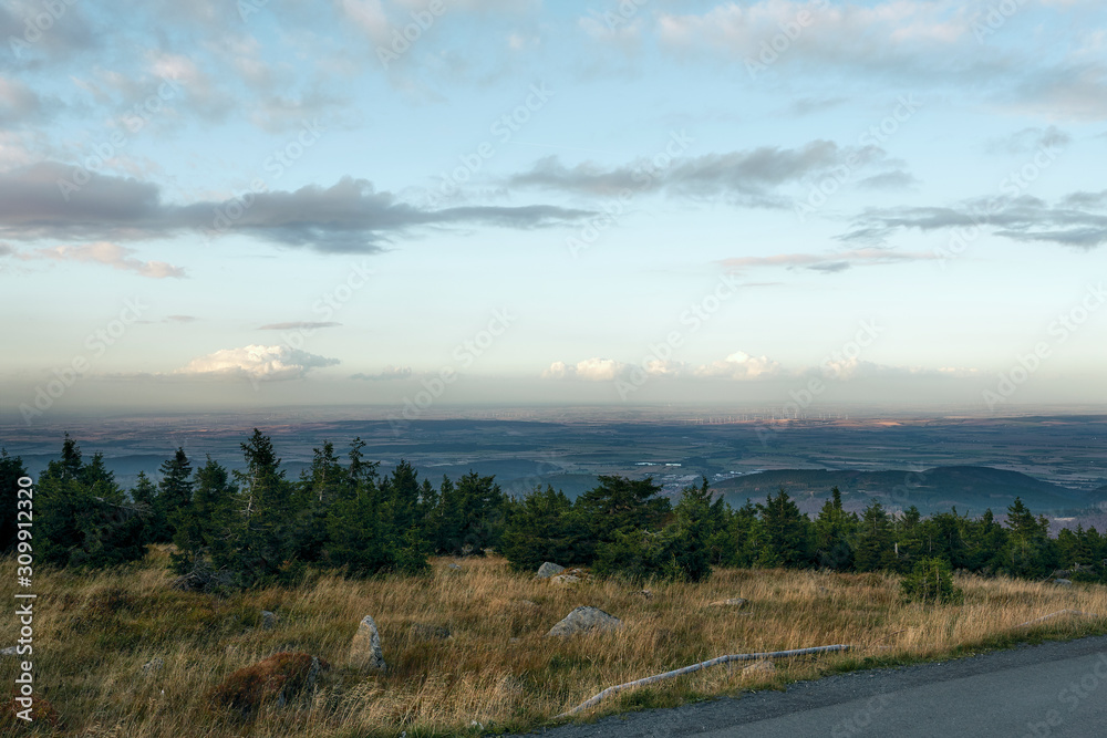 The view from the Brocken in the Harz Mountains in Northern Germany